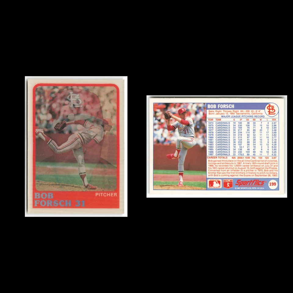 Bob Forsch #199 1988 Sportflics St. Louis Cardinals Baseball Card MLB NM - Image 3 of 3