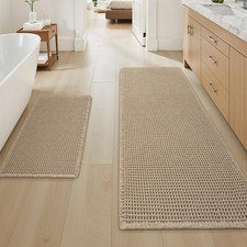 AMOAMI Waffle Bath Mat Set of 2 18"x30" 24"x48"