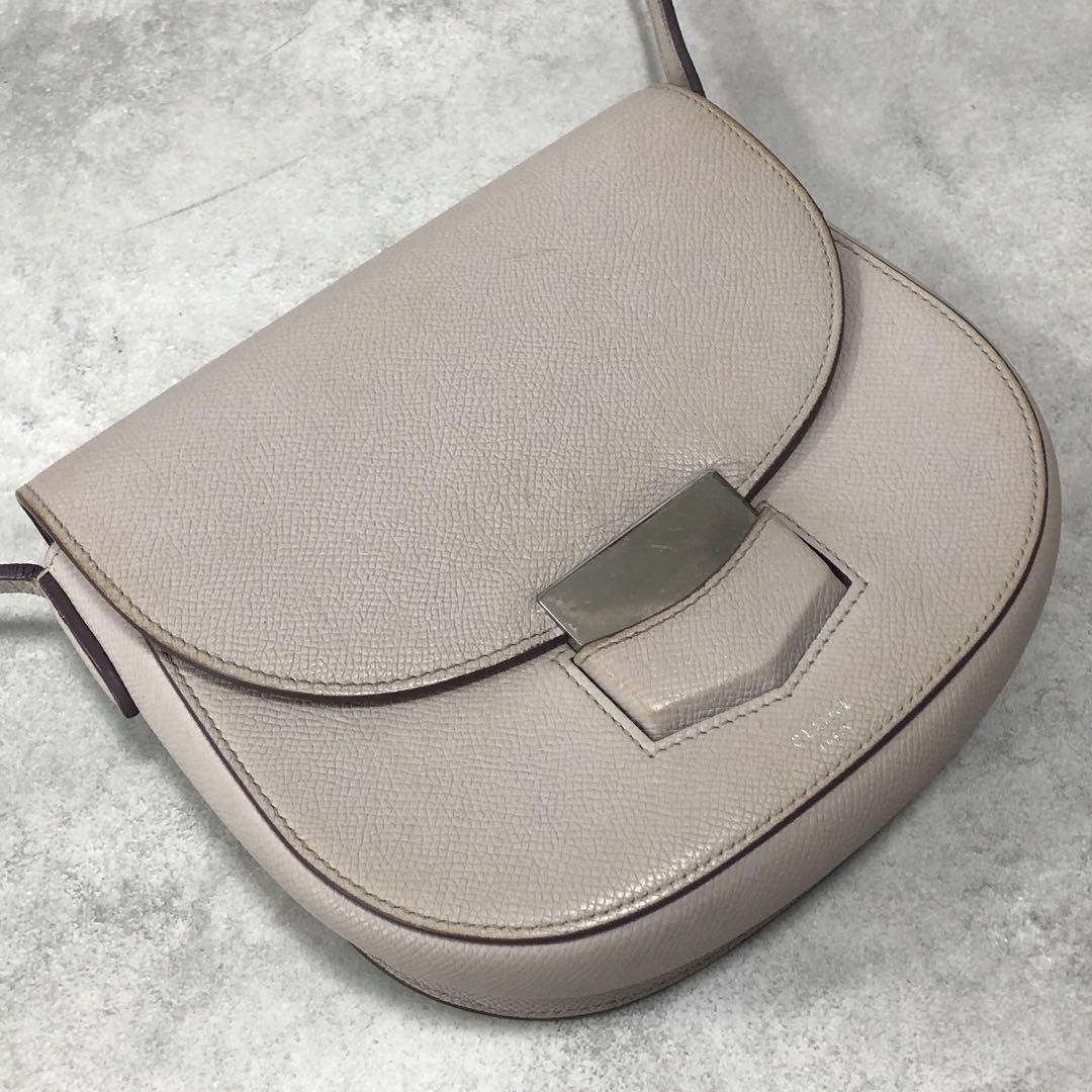 Celine Trotter Shoulder Bag Grained Calfskin Greige