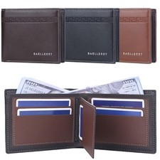 Mens Leather Bifold Wallet with Card Slots Cash Pocket Minimalist Front Pocket