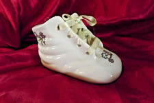 Vintage Porcelain Baby Shoe add Babies Photo. Shoe size 4 1/2"x2 1/2" x2"