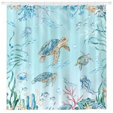 Ocean Beach Shower Curtain Sets, Waterproof 72"W x 72"L Pack of 1 Turtle