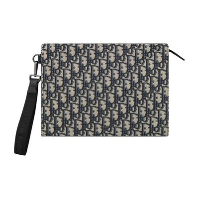 DIOR A5 Embossed logo Detachable wrist strap Oblique Clutch Men's 10.6x2x7.4 in