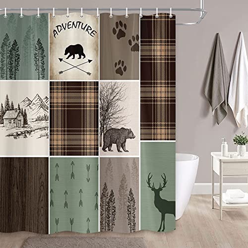 Cabin Retro Rustic Lodge Shower Curtain, 69"W x 70"L (Pack of 1) Multi Color - Picture 2 of 6