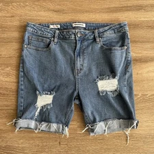 Vigoss Ace Bermuda Distressed Denim Jeans Shorts Blue Women’s 31