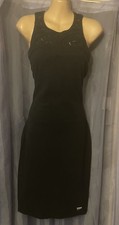 SUPERDRY Bodycon Navy Blue Sleeveless midi dress size 10/38 crochet Top vgc 