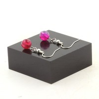 Steine Und MinéRaux. Ohrringe 1 Perle Achat Phylum Rosa 8 Mm In