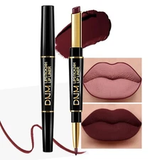 evpct 1Pcs Dark Deep Red Lip Liner and Lipstick Set Kit for Women Matte Lips ...