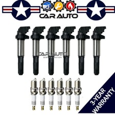 6X Ignition Coil & 6 Spark Plug For BMW 325i 328i 330i 530i X3 X5 X6 UF515 UF522