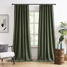  Pinch Pleated Blackout Curtains 108 40"W x 108"L (Pack of 2) Olive Green