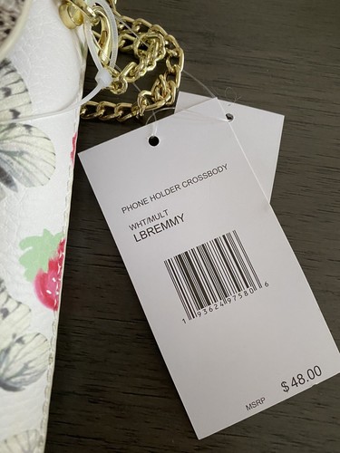 Bandolera para teléfono celular Betsey Johnson de cuero sintético mariposa fresa nuevo con etiquetas - Imagen 2 de 4
