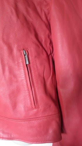 ETAM PERFECTO MOTORCYCLE JACKET ZIP IN LAMBSKIN FR40,UK12,EU38,IT44 CORAL PINK - Picture 7 of 9
