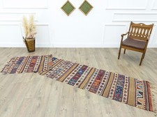 150-Year-Old Turkish Konya Kilim Runner 2.8x11.10 ft – Tribal Stripe – Antique