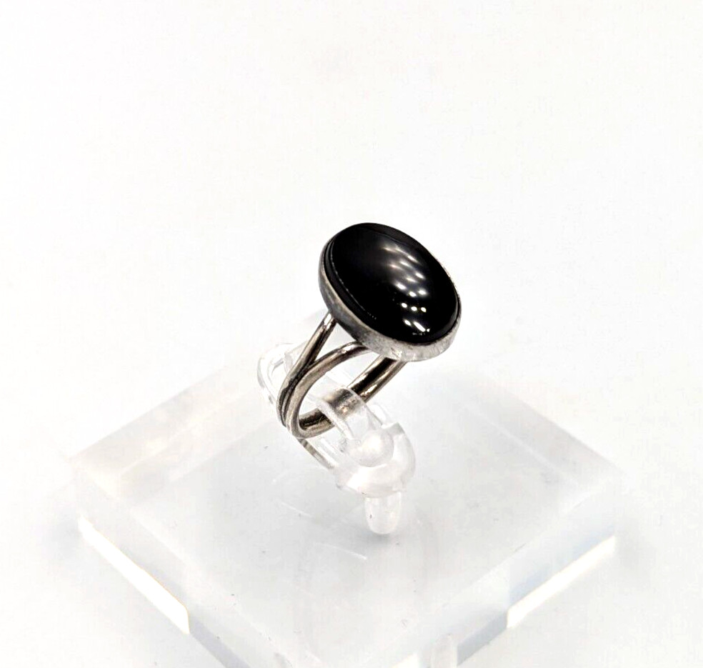 Onyx Sterling Silver Ring Adjustable Vintage Stat… - image 1