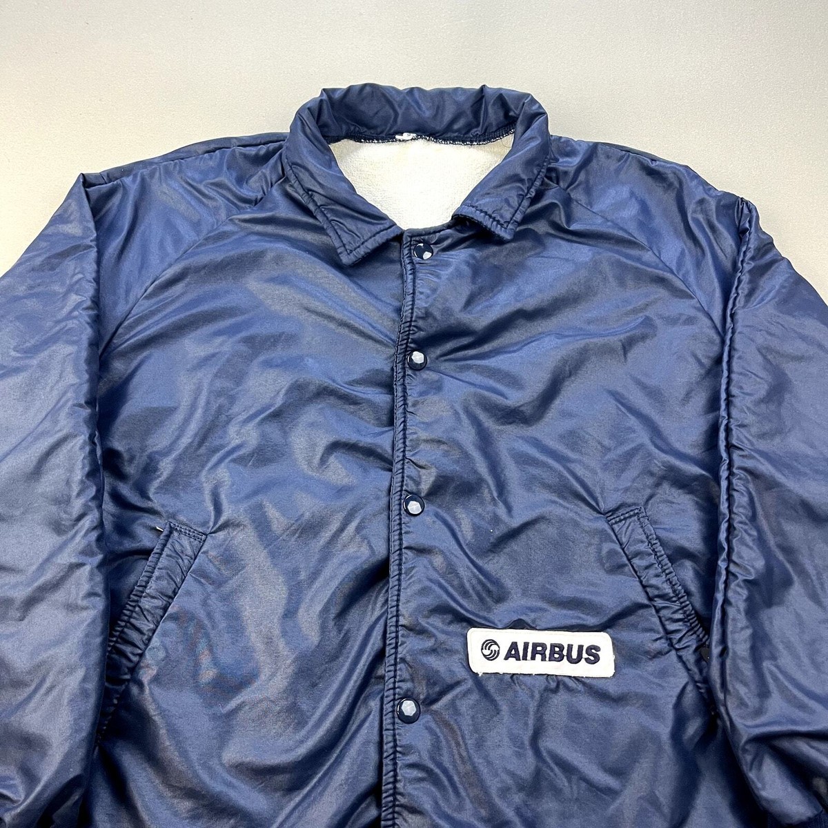 Vintage Airbus Bomber Jacket Adult Small Navy Blue Aerospace