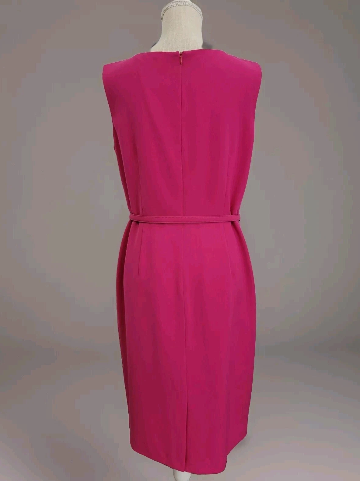 VALENTINO Abito rosa con cintura Jones New York taglia 12 unico scollo a torsione tubino lunghezza ginocchio
