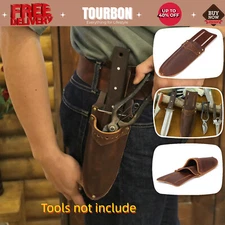 Tourbon Leather Garden Shear Sheath Belt 2 Pocket Tool Pruning Scissors Scabbard