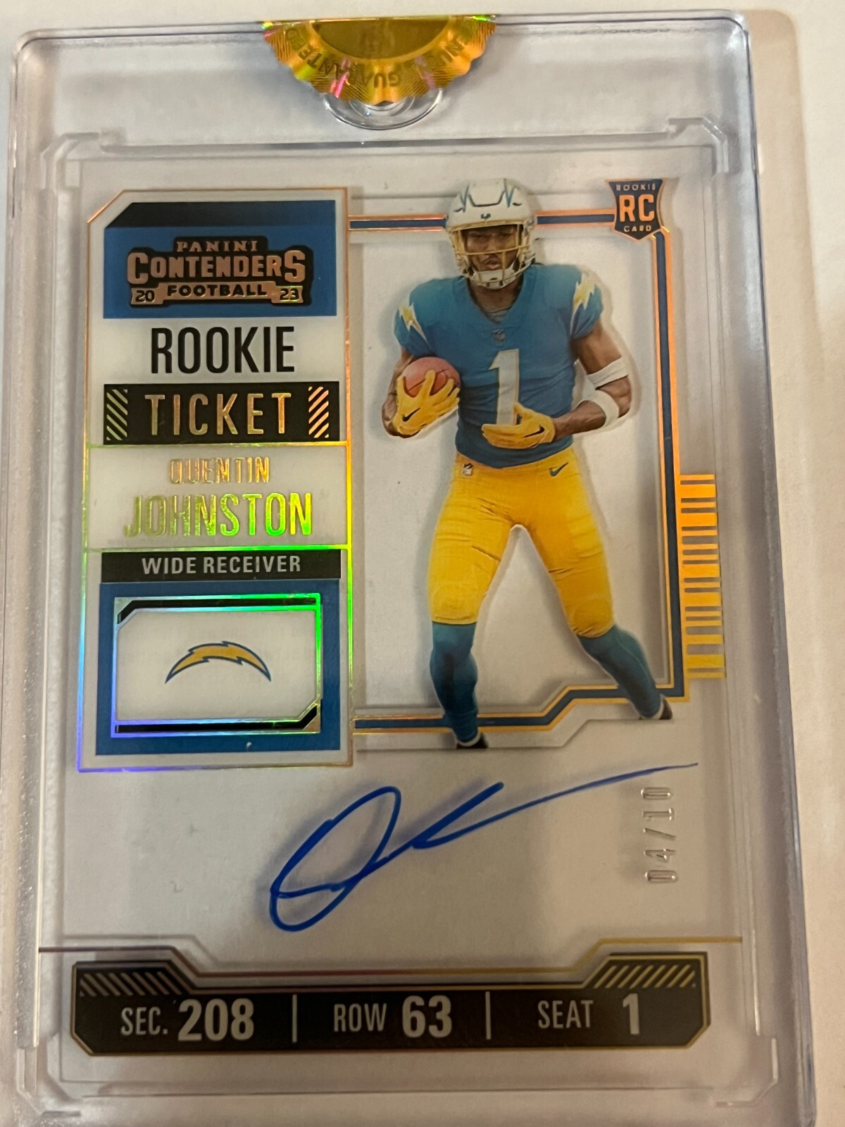 2023 Contenders Quentin Johnston Rookie Clear Ticket Auto /10! Card #128