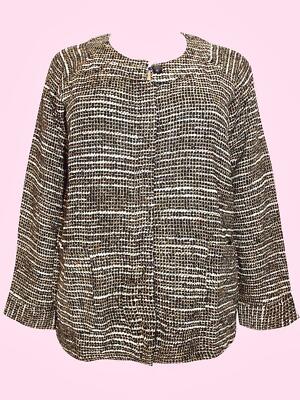 ULLA POPKEN BROWN Tweed Long sleeve Jacket Plus Size UK 16/18