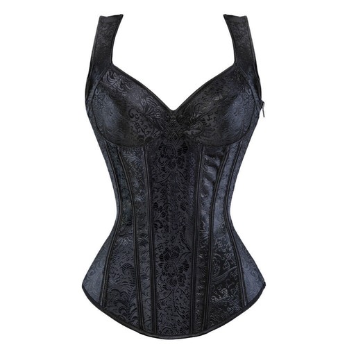 2024 Damen Vintage Vollbrust Korsett Corsage Schwarz Bustier Weste Schnürkorsett - Bild 5 von 16