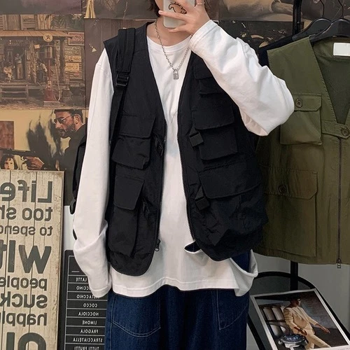 Men Vest Streetwear Vest Hip Hop Jacket Military Outdoor Tactical Coat | eBay