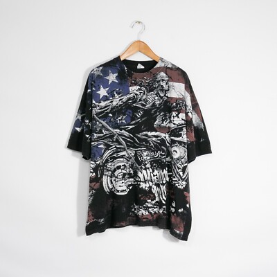 Vintage Miami Ink Reaper Biker T Shirt 3XL - Tattoo Rockabilly Distressed Faded