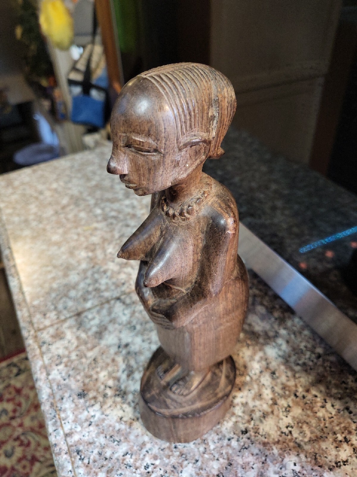 African Wood Statue Figurine HandCarved Fertility Woman Folk Idol 9