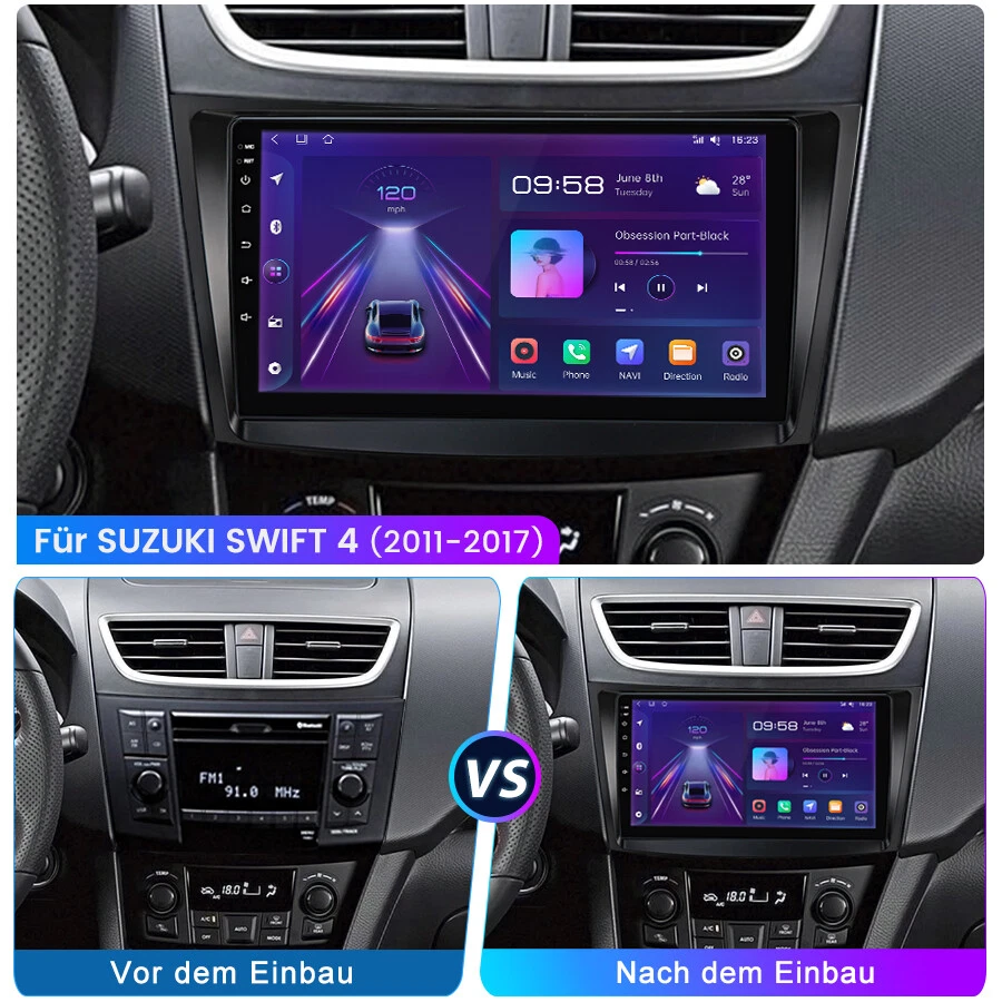 1+32GB Android 13 Autoradio Bluetooth GPS WiFi DAB für Suzuki Swift 4 2011-2017 - Bild 2 von 4