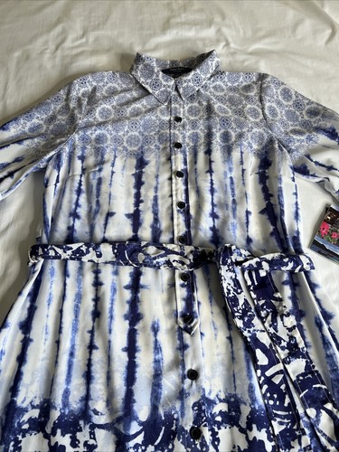 Peter Som For Design Nation Women's 2 Short Sleeve Tie die Button Dress New - Picture 3 of 10