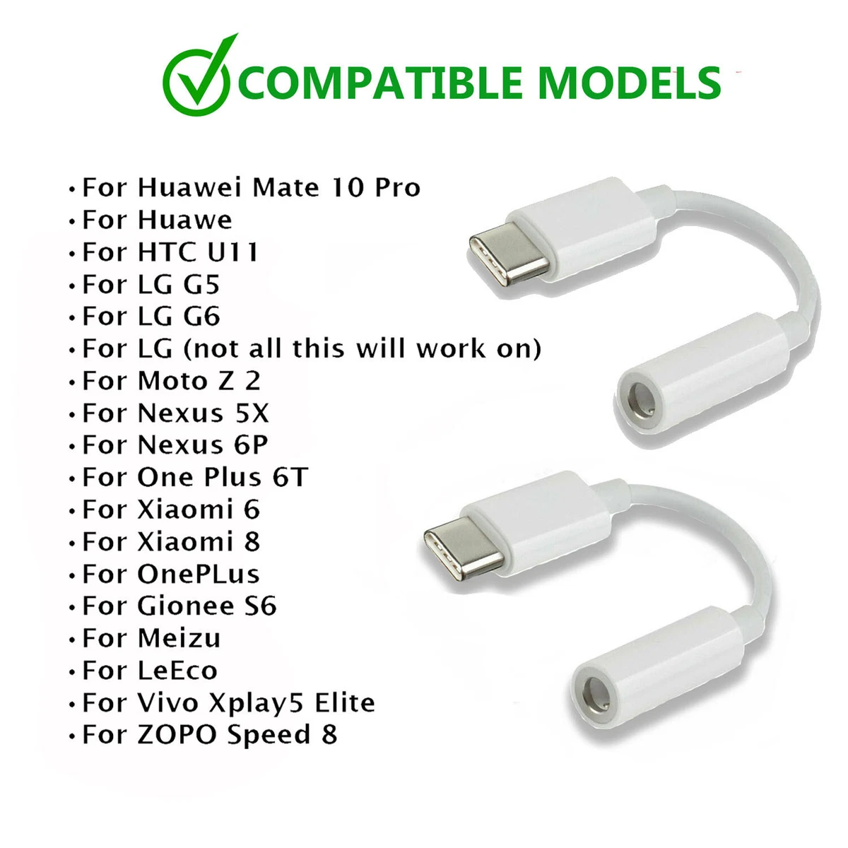 Type C 3.5mm Jack Headphone Adapter Usb 3.5 Audio Aux Cable Huawei