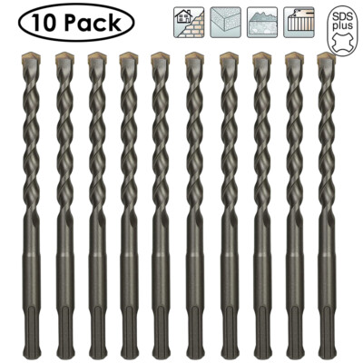 Drillforce 10PCS 1/2'' X10'' Rotary Hammer Drill SDS+ Masonry Concrete Drill Bits