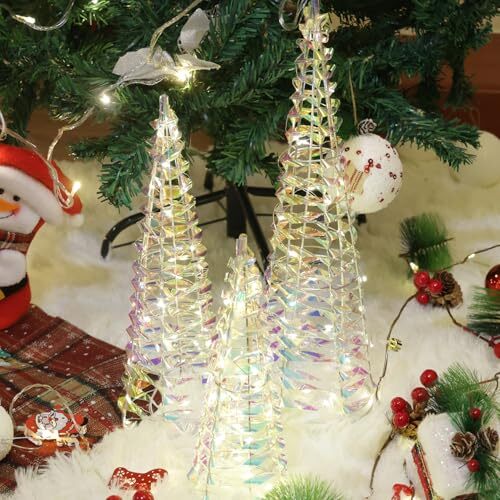 Set of 3 Christmas Lighted Cone Tree, Outdoor Artificial Xmas Trees eBay