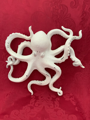 NEW FLAWLESS Unique HUGE 14  NAUTICAL Decorative White OCTOPUS Wall Sculpture