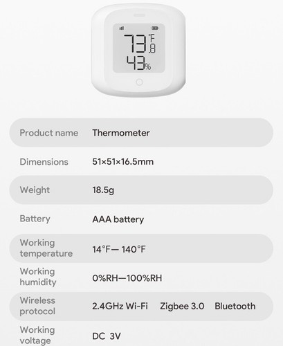 Tuya Smart Wifi/Zigbee LCD Temperature And Humidity Sensor Wireless Detector - Picture 13 of 16