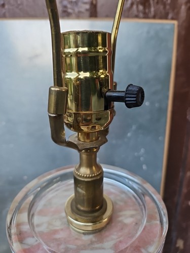 Solid Pink Marble Table Lamp With Glass Accents & Art Studio Base 28" MUST SEE - Picture 8 of 15