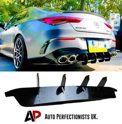 For Mercedes CLA35 CLA45S AMG Rear Gloss Black Shark Fin Diffuser Valance W118