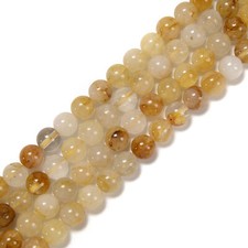 Natural Golden Healer Quartz Smooth Round Beads Size 6mm 8mm 10mm 14.5'' Strand