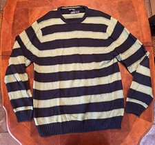 G.H. Bass  Co. Men's Green Navy Stripe Crew Neck Premium Sweater Size XL