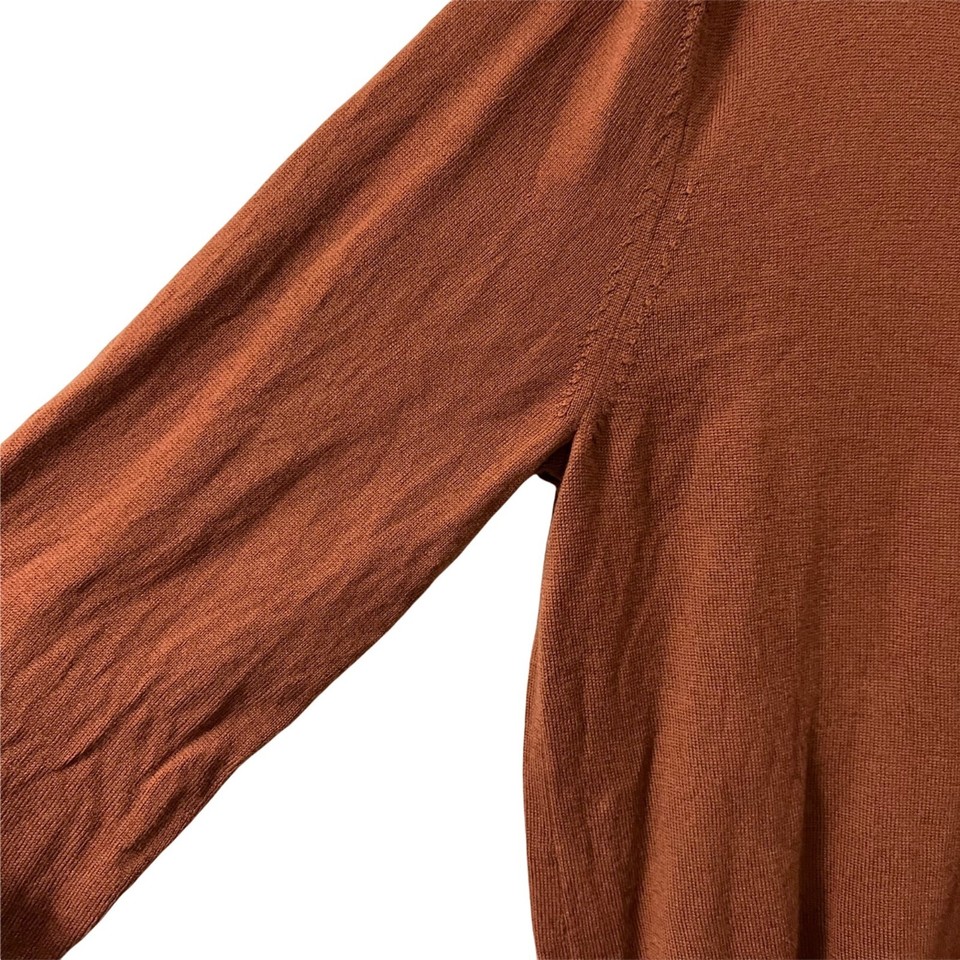 J Crew Mens Rust Brown Merino Wool Vneck Pullover Sweater Size Large eBay