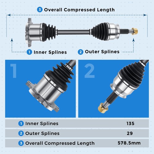 Front Left and Right CV Axle Shaft for 2004-13 2014 2015 Nissan Titan Armada 4WD - Picture 6 of 8