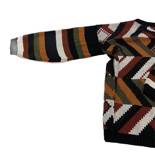 Clifton Place Vtg Sweater XL Unisex Geometirc Fall Colors Roomy Sleeves Rusty - Picture 10 of 12