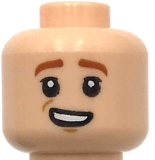 Lego New Light Nougat Minifigure Head Dual Sided Child Dark Orange Eyebrows