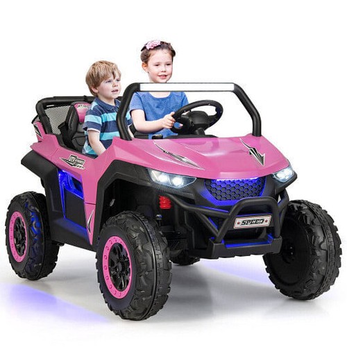 12V 2-Seater Kids Ride on UTV with Slow Start Function Music-Pink - Color: Pink - Picture 4 of 5