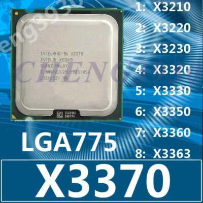 Intel Xeon x3210 x3220 x3230 x3320 x3330 x3350 x3360 x3363 x3370 lga775 CPU