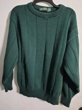 Vintage Savile Row Green Crew Neck 100% Cotton Sweater Size XL-Made in USA-READ
