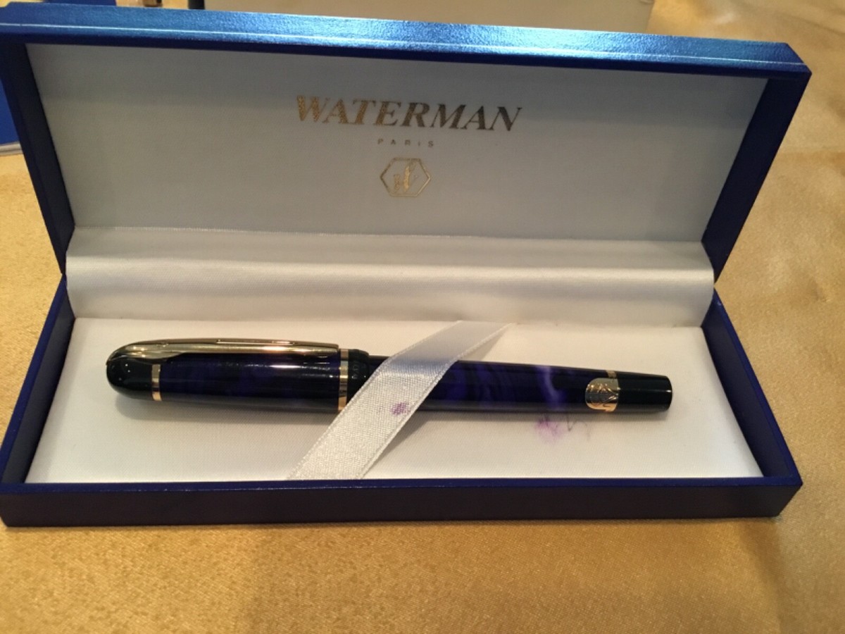 WATERMAN PHILEAS ボールペン ブルーマーブル Waterman Phileas Fountain Pen~ Blue Marble Laquer w/ Original Box