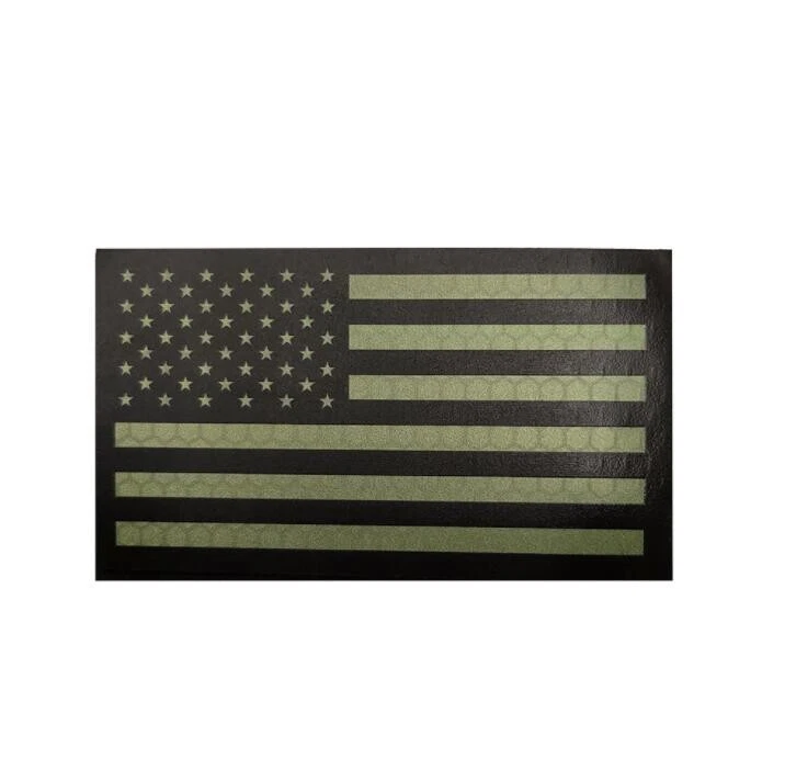 Reflective IR US AMERICAN FLAG REVERSE LEFT RIGHT SHOULDER HOOK 2 PATCHES DARK- - Image 3 of 4