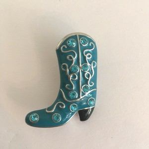 Botas Cowboy Occidental país Broche Tono Plata y Azul Esmalte Pedrería Pin  | eBay