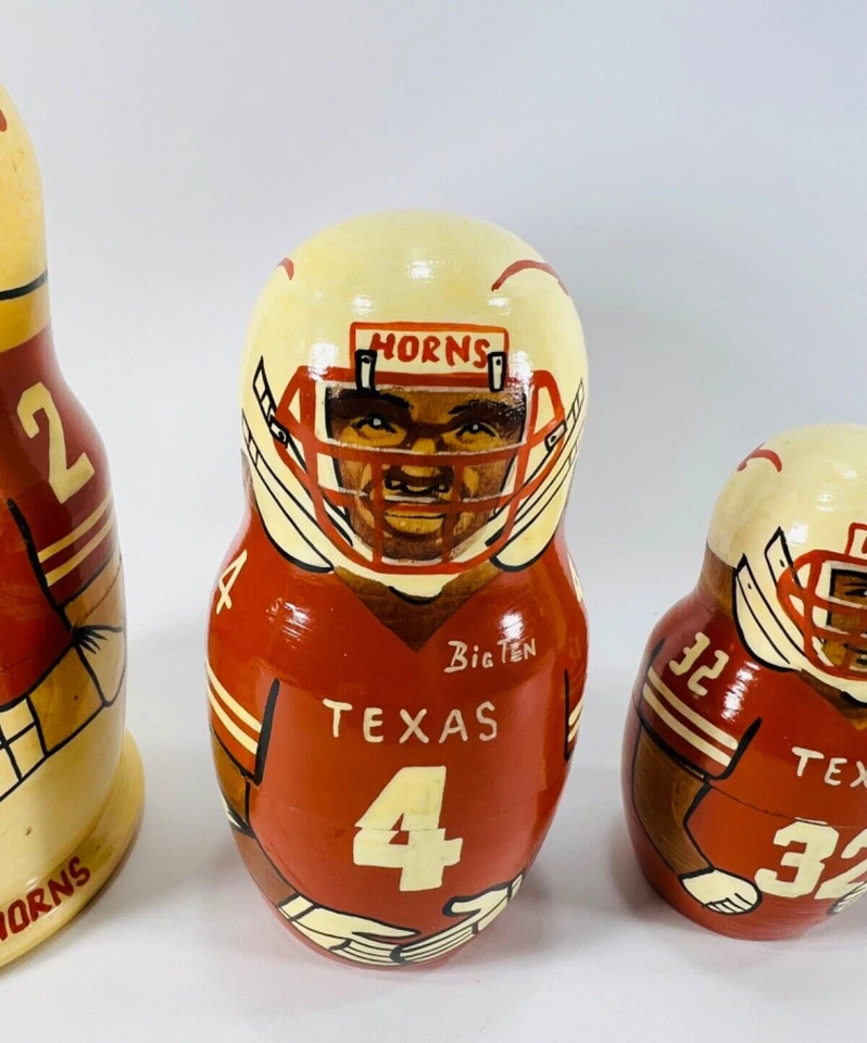 Russian Nesting Dolls VTG (5) Texas Longhorns/Simms/Williams/Benson/Babers/Tubbs - Image 3 of 4
