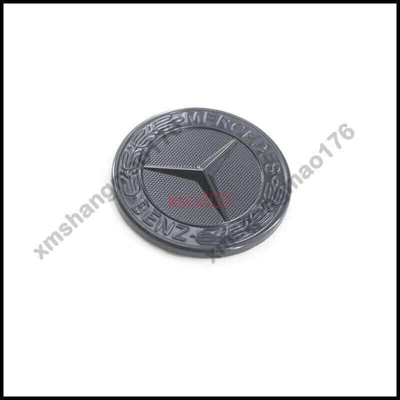 Emblema insignia corona laurel plana capó negro brillante para Mercedes Benz 1 pieza (pasta) Foto 3 de 4